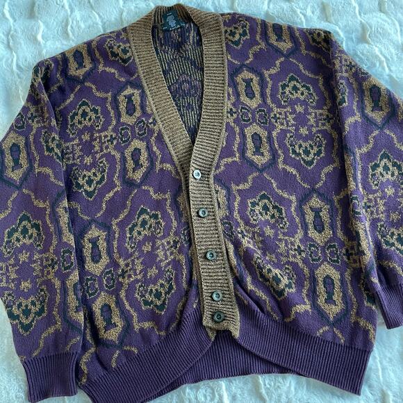 š„VTG Generra Made In USA Abstract Geometric Grandpa Grunge Cardigan Sweater - Picture 3 of 13